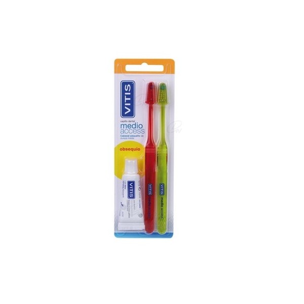 CEPILLO DENTAL ADULTO MEDIO BLISTER 2 U
